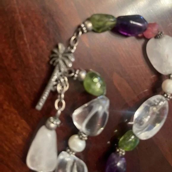 Lilly Pulitzer 3-Strand 18” Beaded Necklace Clear/White/Coral/Jade/Purple LP925 - Picture 4 of 7